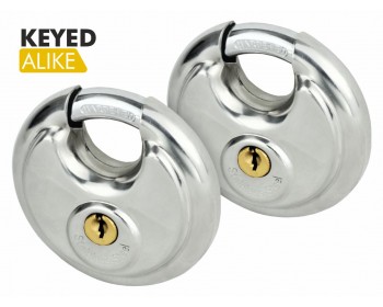 2pc, 70mm Keyed-Alike Moon Disc Padlocks